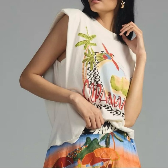 XL FARM Rio x Anthropologie organic cotton muscle shirt with vibrant graphic XL - Picture 2 of 11